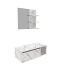 Ver imagem 2 de Conjunto Suspenso para Banheiro com Espelheira 80cm Branco/Marmorizado