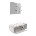 Ver imagem 3 de Conjunto Suspenso para Banheiro com Espelheira 80cm Branco/Marmorizado