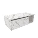 Ver imagem 5 de Conjunto Suspenso para Banheiro com Espelheira 80cm Branco/Marmorizado