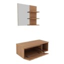Ver imagem 3 de Conjunto Suspenso para Banheiro com Espelheira 80cm Marrom