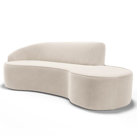 Sofá Living 4 Lugares 280cm Braço Esquerdo Mozart D06 Veludo Bege - Mpozenato