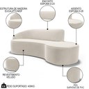 Ver imagem 4 de Sofá Living 4 Lugares 280cm Braço Esquerdo Mozart D06 Veludo Bege - Mpozenato