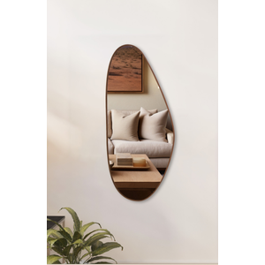 Espelho Decorativo Orgânico 06 com Moldura Lâmina de Madeira