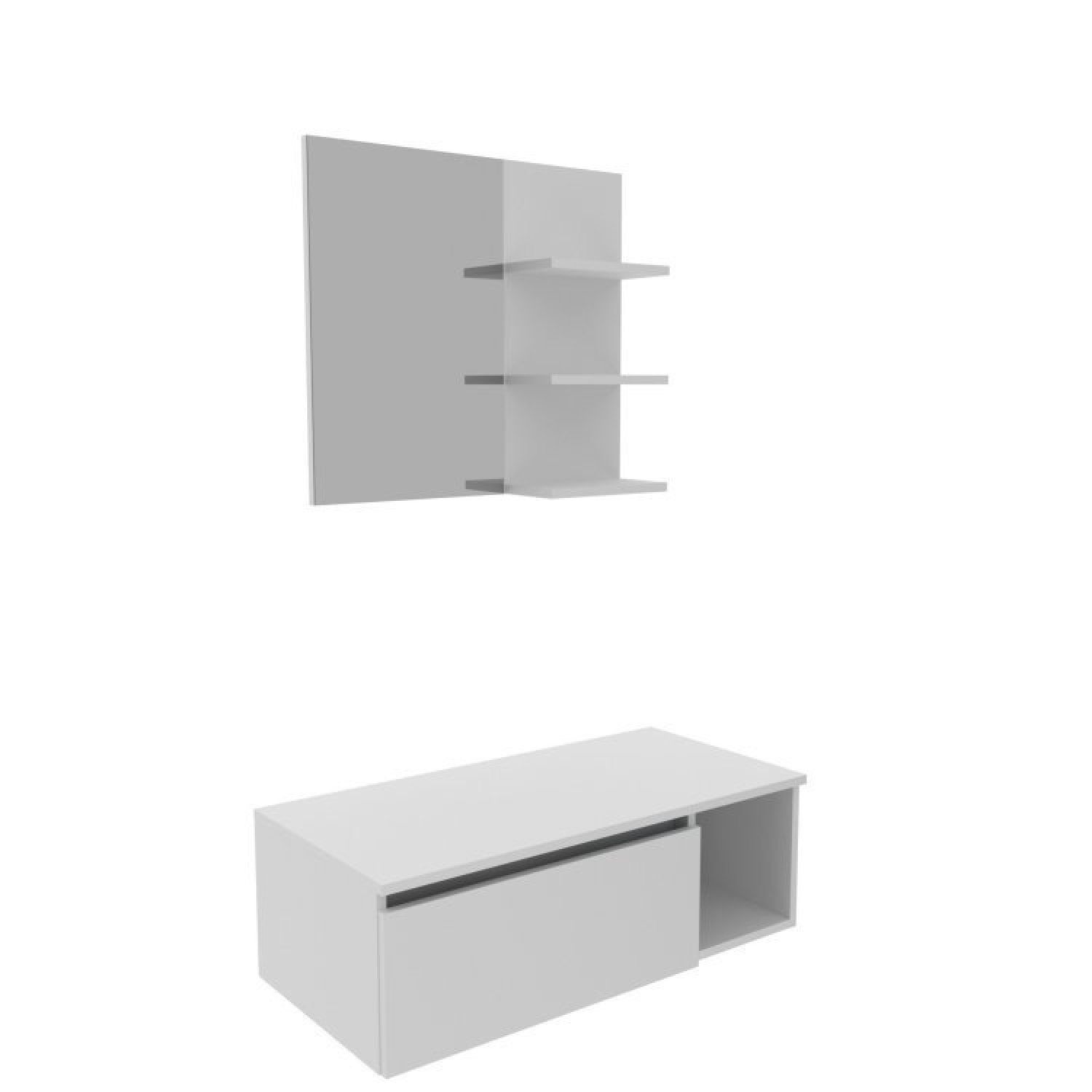 Conjunto Suspenso para Banheiro com Espelheira 80cm - 3
