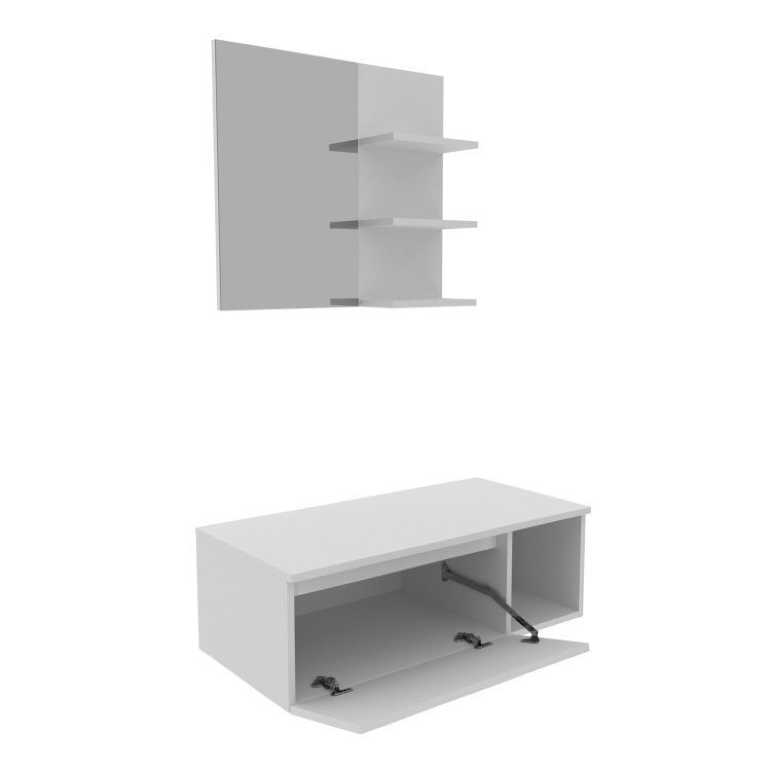 Conjunto Suspenso para Banheiro com Espelheira 80cm - 2