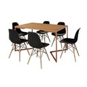 Ver imagem 2 de Mesa Jantar Industrial Retangular Canela 137x90cm Base V Cobre com 6 Cadeiras Eames Eiffel Pretas Ma