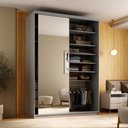 Ver imagem 3 de Closet Solteiro Sonni R02 Urbe 1 Porta de Correr com Espelho 3 Gavetas MDF 139cm Cinza Lyam Decor