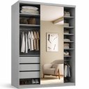 Ver imagem 1 de Closet Solteiro Sonni R02 Urbe 1 Porta de Correr com Espelho 3 Gavetas MDF 139cm Cinza Lyam Decor