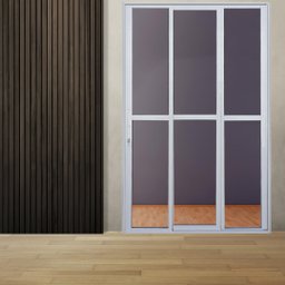 Porta Sacada de Alumínio 3 Folhas Sequenciais 210 x 120cm com Fechadura Linha 25 - 1