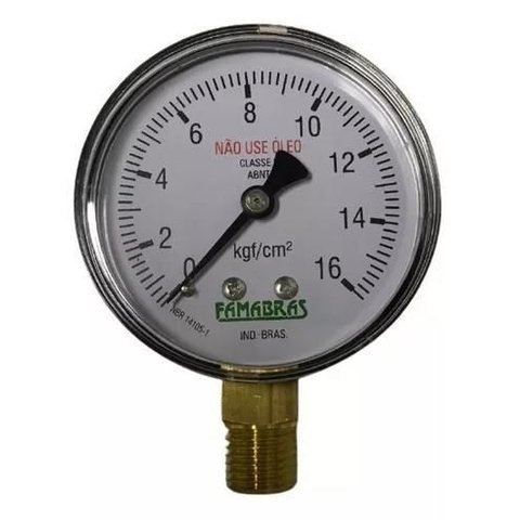 Manometro 16kgf 1/4npt Latao Famabras 33191