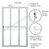 Porta Sacada de Alumínio 3 Folhas Sequenciais 210 X 150cm com Fechadura Linha 25 - 3