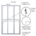Ver imagem 3 de Porta Sacada de Alumínio 3 Folhas Sequenciais 210 X 200cm com Fechadura Linha 25