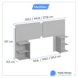 Cabeceira Cama Casal Queen King Solteiro Box com Mesa Apoio Davi:branco/canela - 7