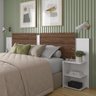 Cabeceira Cama Casal Queen King Solteiro Box com Mesa Apoio Davi:branco/canela - 2