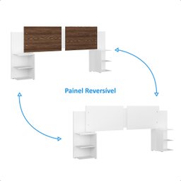 Cabeceira Cama Casal Queen King Solteiro Box com Mesa Apoio Davi:branco/canela - 3