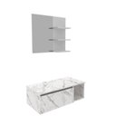 Ver imagem 2 de Conjunto Suspenso para Banheiro com Espelheira 80cm Branco/Marmorizado