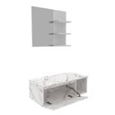 Ver imagem 3 de Conjunto Suspenso para Banheiro com Espelheira 80cm Branco/Marmorizado