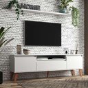 Ver imagem 1 de Rack para Tv com Prateleira 180cm Retro Mdf Branco Dallas - On Móveis