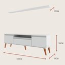 Ver imagem 3 de Rack para Tv com Prateleira 180cm Retro Mdf Branco Dallas - On Móveis