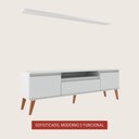 Ver imagem 4 de Rack para Tv com Prateleira 180cm Retro Mdf Branco Dallas - On Móveis