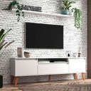 Ver mais imagens de Rack para Tv com Prateleira 180cm Retro Mdf Branco Dallas - On Móveis