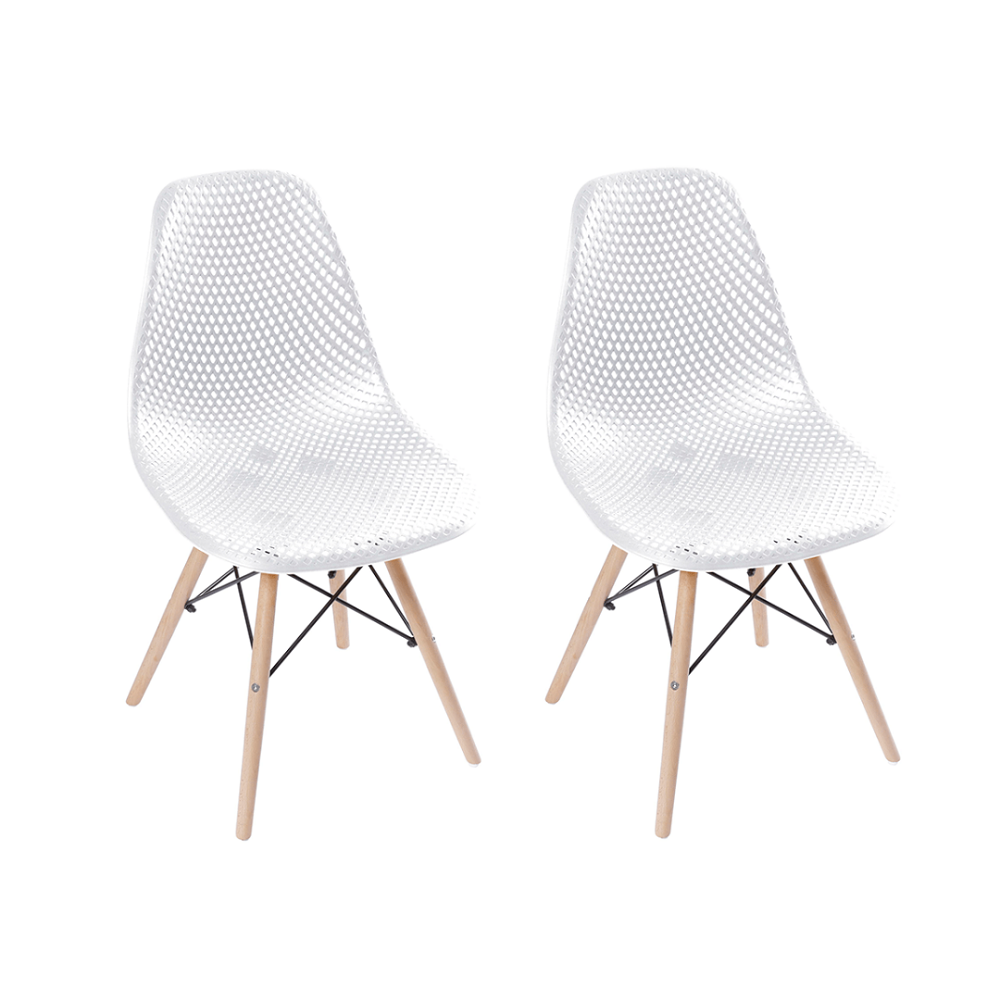 Kit 2 Cadeiras Eames Jantar Colmeia Branca - 1