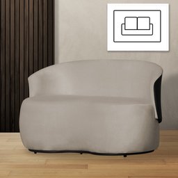 Poltrona Namoradeira Orgânica Beatriz 2 Lugares Tecido Suede Composê em Corino Preto - Estopar Namor - 2