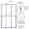 Porta Sacada de Alumínio 3 Folhas Sequenciais Móveis 210 x 150cm Linha 25 - 3