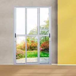 Porta Sacada de Alumínio 3 Folhas Sequenciais Móveis 210 x 150cm Linha 25 - 1