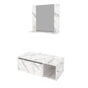 Ver imagem 2 de Conjunto Suspenso para Banheiro com Espelheira 80cm Branco/Marmorizado