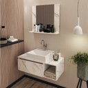 Ver imagem 1 de Conjunto Suspenso para Banheiro com Espelheira 80cm