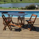 Ver imagem 2 de Jogo de Mesa 1,20 X 70 com 4 Cadeiras Dobráveis de Madeira - Imbuia Móveis Britz