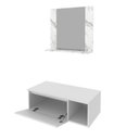 Ver imagem 3 de Conjunto Suspenso para Banheiro com Espelheira 80cm Branco/Marmorizado
