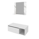 Ver imagem 2 de Conjunto Suspenso para Banheiro com Espelheira 80cm Branco/Marmorizado