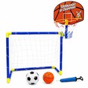 Ver imagem 1 de Kit Trave de Futebol e Tabela de Basquete com 2 Bolas 2 em 1 Desmontavel Mini Golzinho Cesto Aro Bom