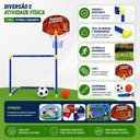 Ver imagem 6 de Kit Trave de Futebol e Tabela de Basquete com 2 Bolas 2 em 1 Desmontavel Mini Golzinho Cesto Aro Bom