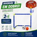 Ver imagem 5 de Kit Trave de Futebol e Tabela de Basquete com 2 Bolas 2 em 1 Desmontavel Mini Golzinho Cesto Aro Bom