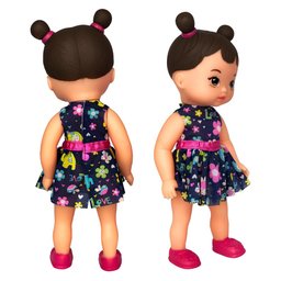 Hannah Suquinho C/ Copo Vinil Vestido Florido 30cm Brinquedo Menina - 4