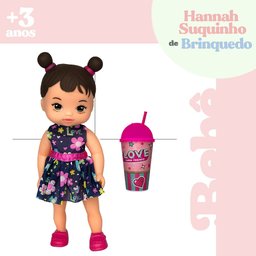 Hannah Suquinho C/ Copo Vinil Vestido Florido 30cm Brinquedo Menina - 7