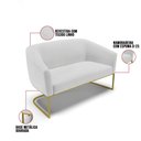 Ver imagem 2 de Sofá Namoradeira 2 Lugares Base Industrial Dourado Stella Linho D03 - D'Rossi Cor A05 Cinza