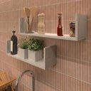 Ver imagem 3 de Par de Prateleiras Aba U - Branco Mdf Organizador Cozinha - Rufatto Decorações