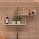 Ver imagem 1 de Par de Prateleiras Aba U - Branco Mdf Organizador Cozinha - Rufatto Decorações