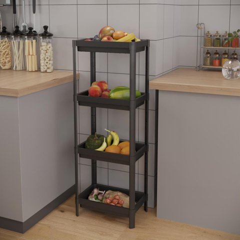 Estante Geo Multiuso Organizador Compacto 4 Prateleiras 112cm - Preto