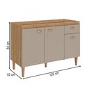Ver imagem 3 de Balcão Pia sem Tampo 120cm 3 Portas 1 Gaveta Marti Marrom - Fellicci