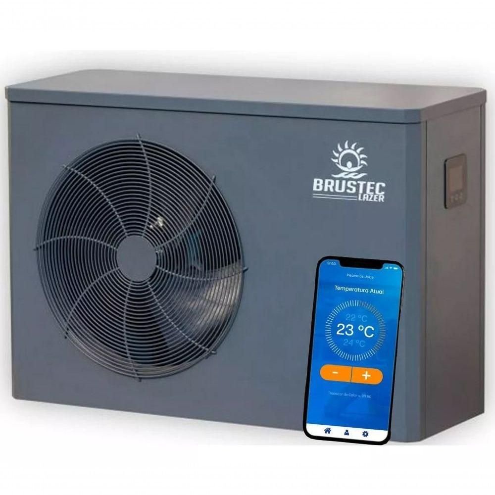 Bomba Trocador Calor Wi-fi Inverter para Aquecimento de Piscinas até 43 Mil Litros - Brustec - 1