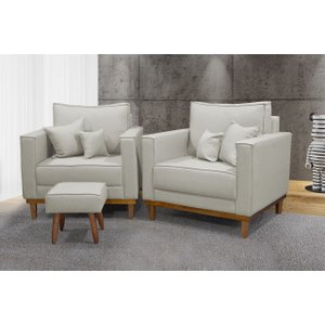 Kit 2 Poltronas Beny - Suede Cru