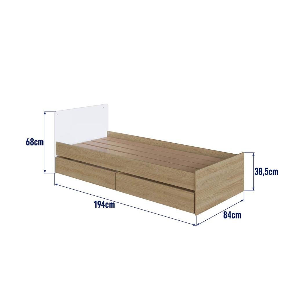 Berço Cama Multifuncional com Gavetões sem Colchão Linha Bb Aveiro Oak/branco Bb024 Completa Móveis - 9