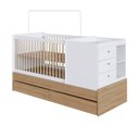 Ver imagem 3 de Berço Cama Multifuncional com Gavetões sem Colchão Linha Bb Aveiro Oak/Branco BB024 Completa Móveis