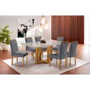 Ver imagem 2 de Conjunto Sala de Jantar 6 Lugares Rebeca Mesa 1.60x0.90 e Cadeiras Madeira Maciça Veludo Cinza