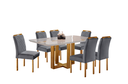 Ver imagem 1 de Conjunto Sala de Jantar 6 Lugares Rebeca Mesa 1.60x0.90 e Cadeiras Madeira Maciça Veludo Cinza